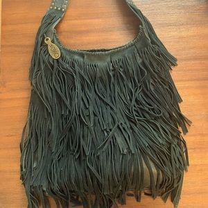 COPY - Camila Alves MUXO black leather fringe bag